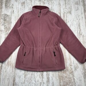 Vintage L.L. Bean Women's Full Zip Fleece Jacket Sz M Coral Pockets Adjustable